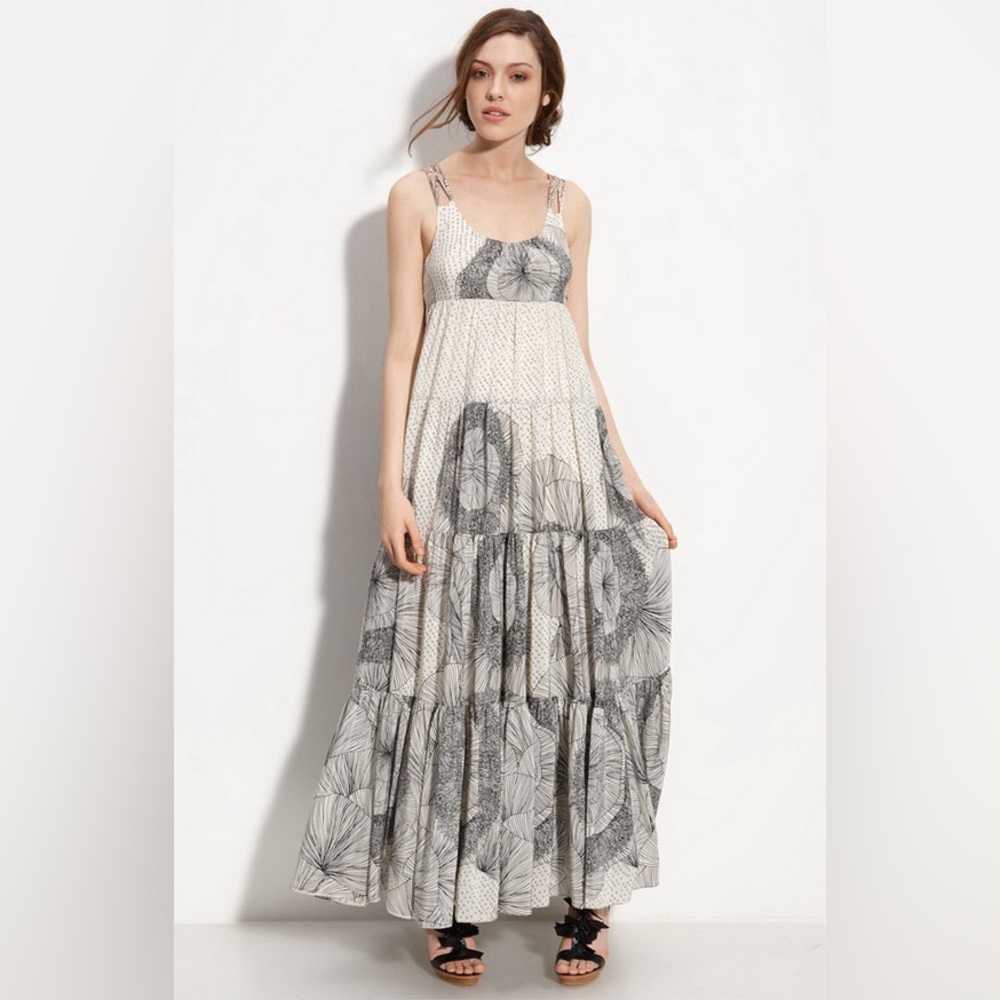 LEIFSDOTTIR Black & Cream Floral Maxi Dress Super Flowy